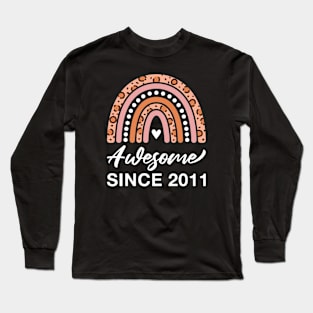 Awesome Since 2011 Cute Rainbow Leopard Long Sleeve T-Shirt